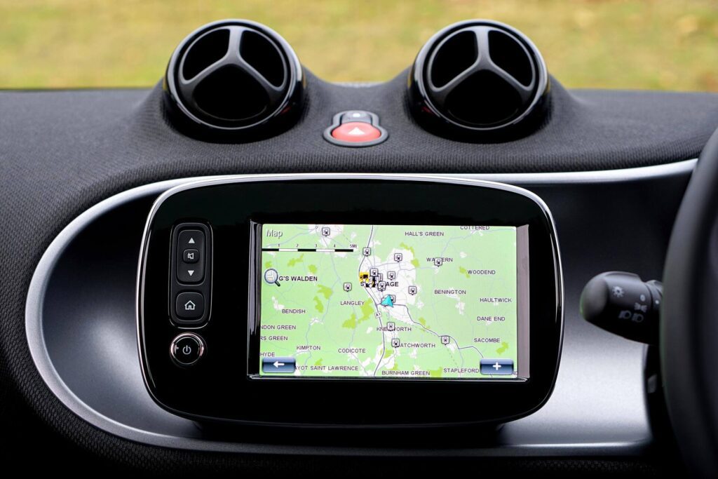 Luxury car with GPS monitor